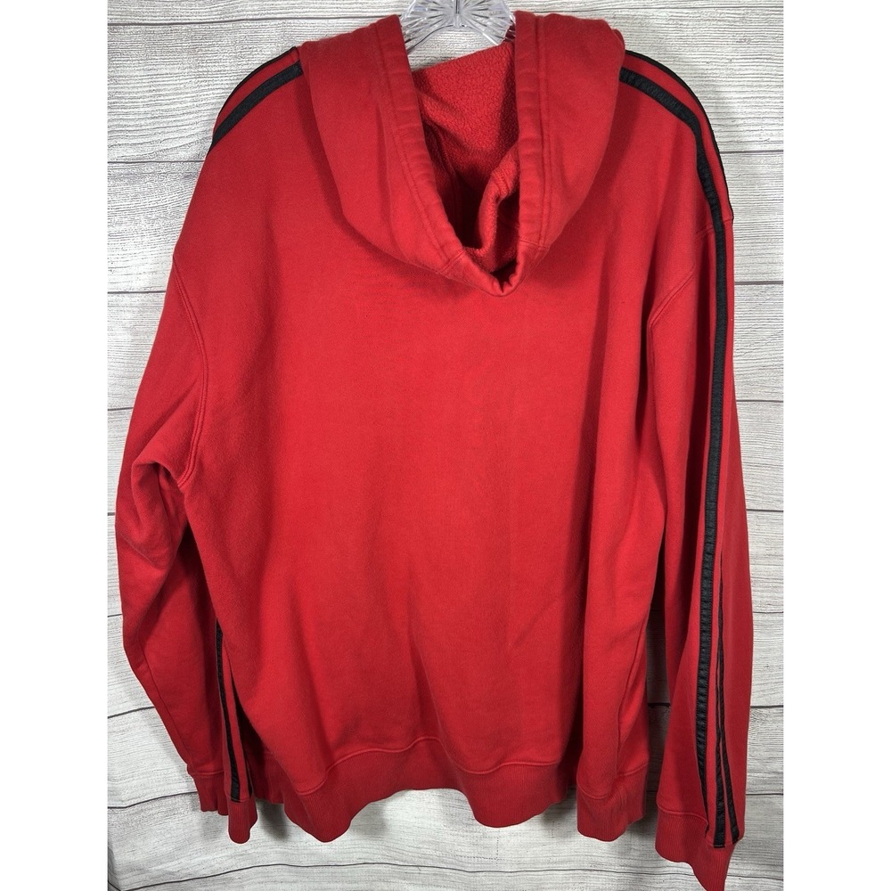 Adidas Hoodie Mens Large Red Black Pullover Spell Out Athletic Sweatshirt - Picture 2 of 7